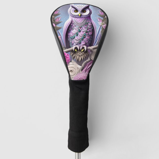 Detaillierte Fantasy Owl auf einem Thornbett Golf Headcover (Vorderseite)