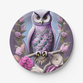 Detaillierte Fantasy Owl auf einem Thornbett Pappteller