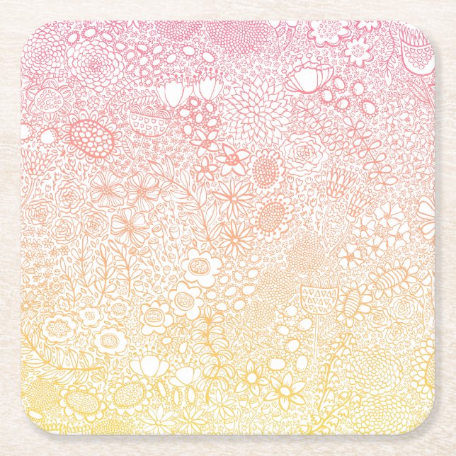 Detaillierte Gartenszene Künstler Birthday Coral P Rechteckiger Pappuntersetzer (Vorderseite)