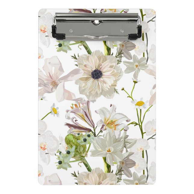 Detaillierte handgezeichnete Blume - blühender Gar Mini Klemmbrett (Vorderseite)