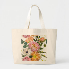 Detaillierte handgezeichnete Gartengarten-Blume. Jumbo Stoffbeutel