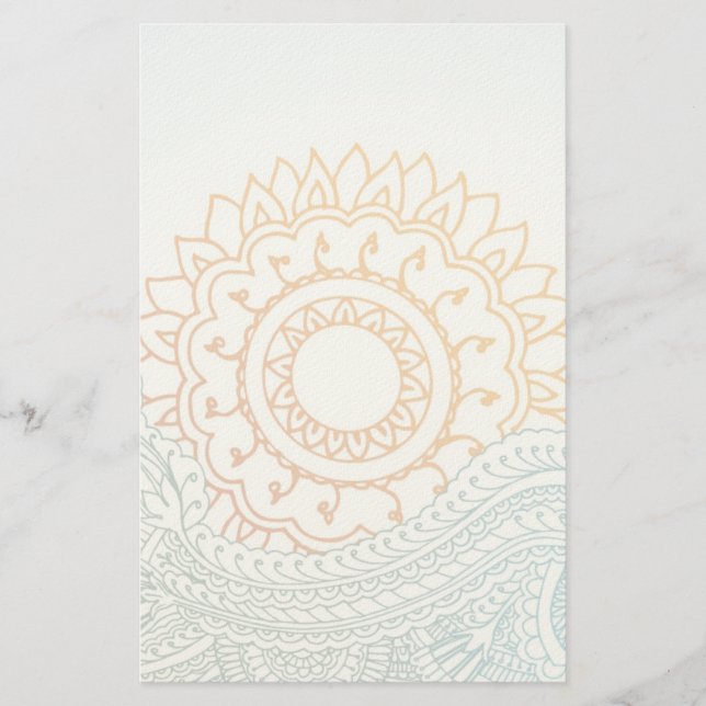 Detaillierte Henna abstrakter Sonnenaufgang Briefpapier (Vorderseite)