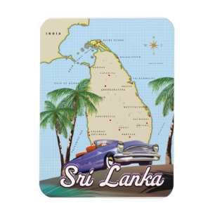 Detaillierte Illustrierte Karte Sri Lankas Magnet