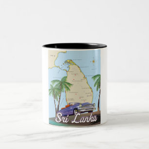 Detaillierte Illustrierte Karte Sri Lankas Zweifarbige Tasse