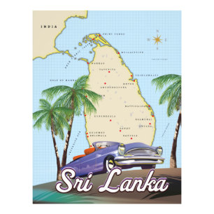Detaillierte illustrierte Karte von Sri Lanka Fotodruck