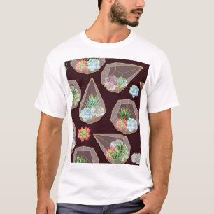 Detaillierte Kaktus Nahtloses Muster T-Shirt