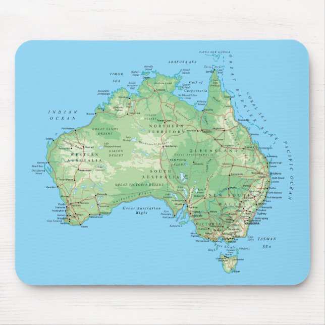 Detaillierte Karte Australiens Mousepad (Vorne)