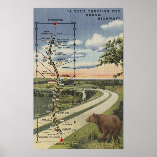 Detaillierte Karte des "Dream Highway" Poster (Vorne)