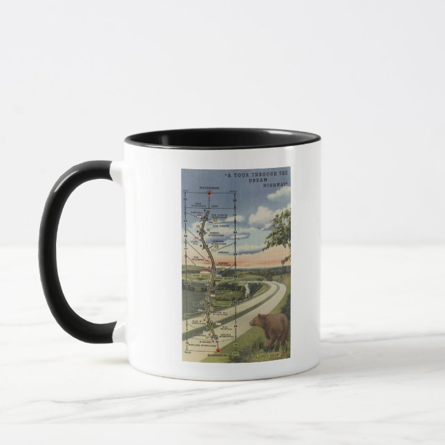 Detaillierte Karte des "Dream Highway" Tasse (Links)
