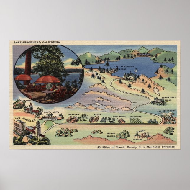 Detaillierte Karte von LA bis zum See Poster (Vorne)
