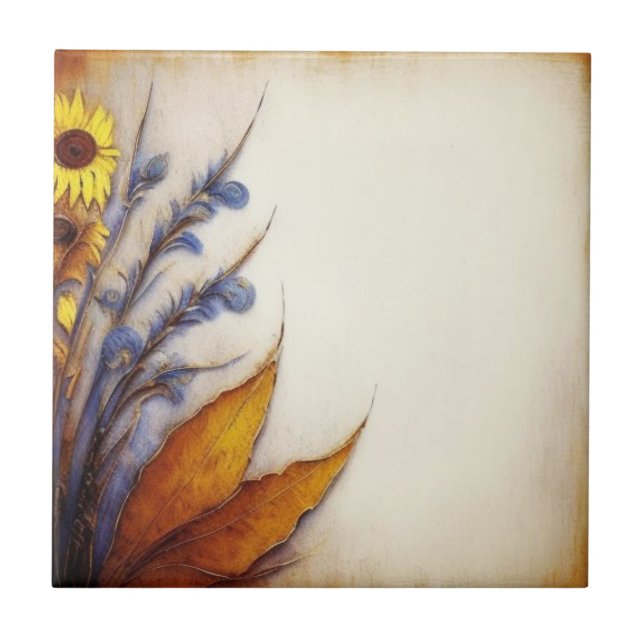 Detaillierte Keramik von Beige und Flora Tile Fliese (Vorderseite)