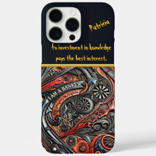 Detaillierte Lederkunst mit Bankthema iPhone 16 Pro Max Hülle