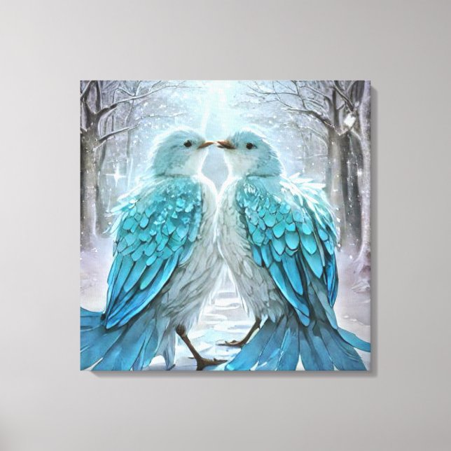 *~* Detaillierte Love Birds AP54 Art Winter Leinwanddruck (Vorderseite)