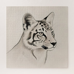 Detaillierte Luchs-Porträt-Linienkunst