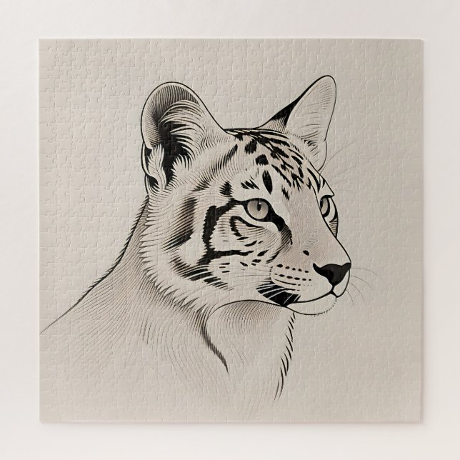 Detaillierte Luchs-Porträt-Linienkunst (Vertikal)