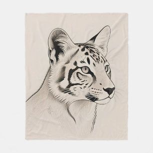 Detaillierte Luchs-Porträt-Linienkunst Fleecedecke