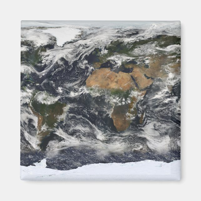 Detaillierte Satellitenansicht der Erde Magnet (Vorne)