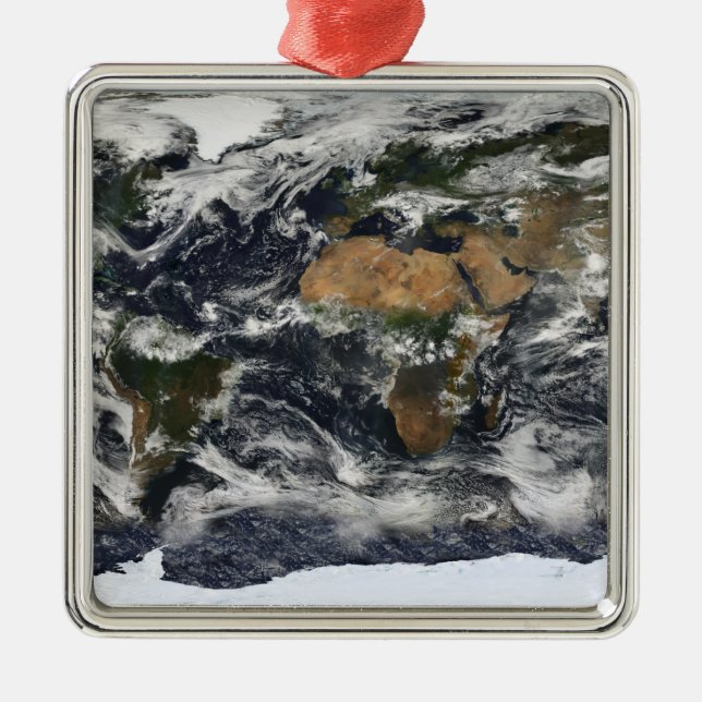 Detaillierte Satellitenansicht der Erde Ornament Aus Metall (Vorne)