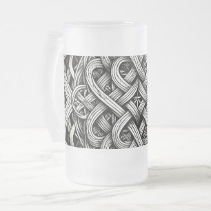 Detaillierte Schwarz-Weißer keltischer Knoten 0001 Mattglas Bierglas