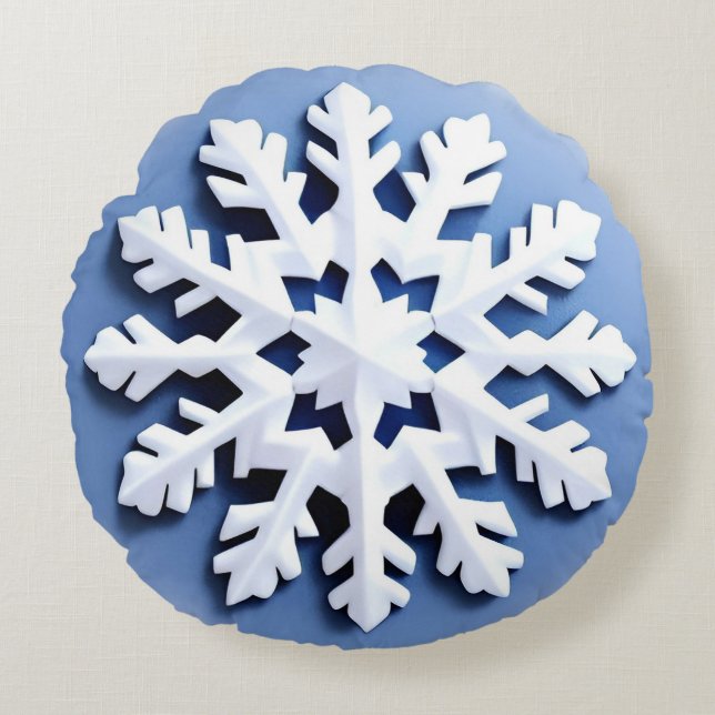 Detaillierte Snowflake-Ornament Rundes Kissen (Vorderseite)