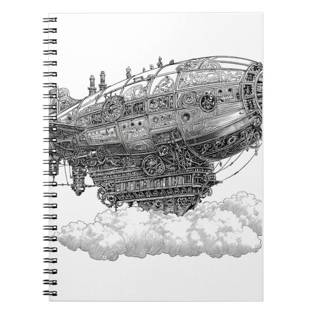 Detaillierte Steampunk Zeppelin Fantasy Sketch Notizblock (Vorderseite)
