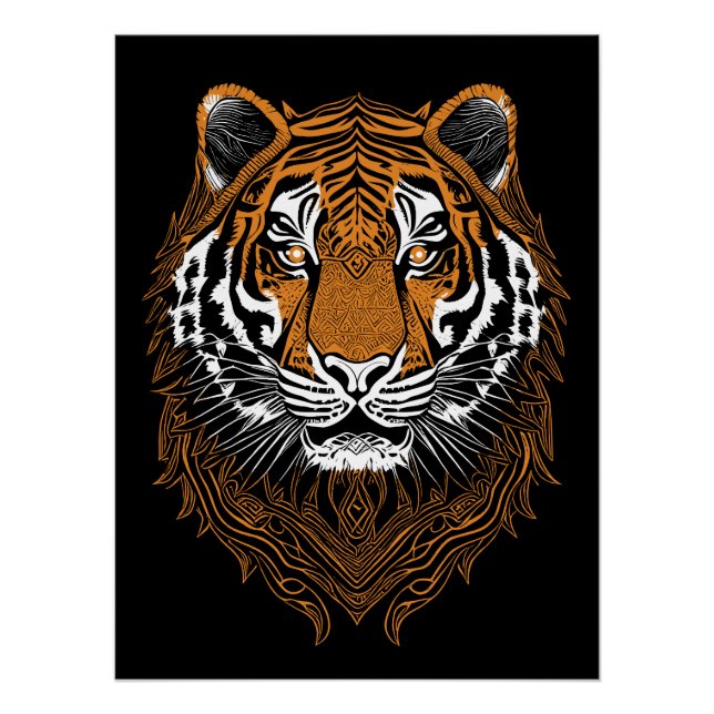 Detaillierte Tigerfront Poster (Vorderseite)