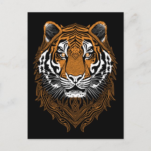 Detaillierte Tigerfront Postkarte (Vorderseite)