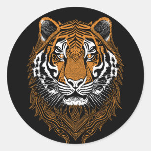Detaillierte Tigerfront Runder Aufkleber