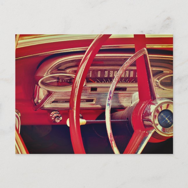 Detaillierte Übersicht über das Vintage Fahrzeug v Postkarte (Vorderseite)