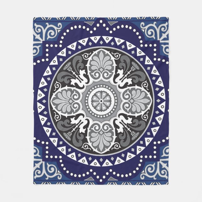 Detaillierter Blumenstrauß Paisley Design Fleecedecke (Vorderseite)