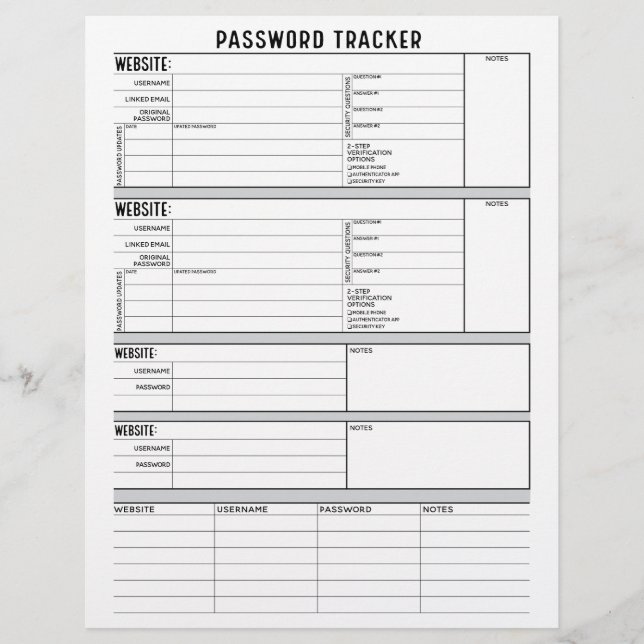 Detaillierter Passwort-Tracker mit 2-Schritt-Verif Flyer (Vorne)