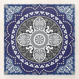 Detailliertes Blumen-Schal Paisley-Design Glasuntersetzer