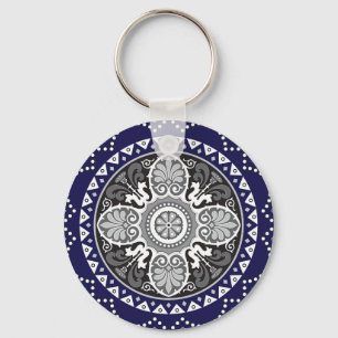 Detailliertes Blumen-Schal Paisley-Design Schlüsselanhänger