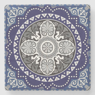 Detailliertes Blumen-Schal Paisley-Design Steinuntersetzer