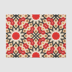 Detailliertes geometrisches Muster des Ethnic Red  Seidenpapier