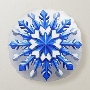 Detailliertes Schneeflachendesign Rundes Kissen