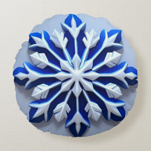 Detailliertes Schneeflocken-Ornament Rundes Kissen