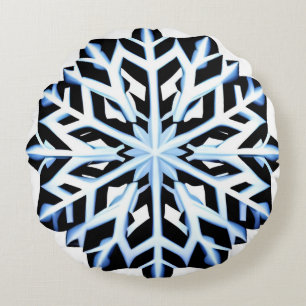 Detailliertes Schneeflocken-Ornament Rundes Kissen