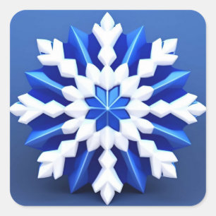 Detailliertes weißes Schneeflachendesign Quadratischer Aufkleber