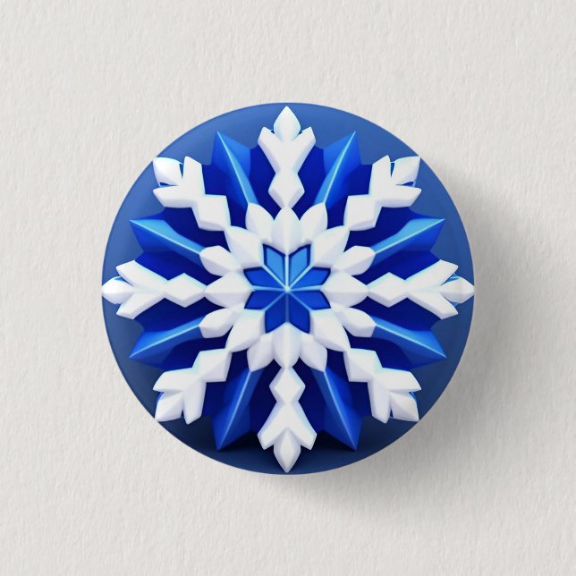 Detailliertes weißes Schneeflockendesign Button (Vorderseite)