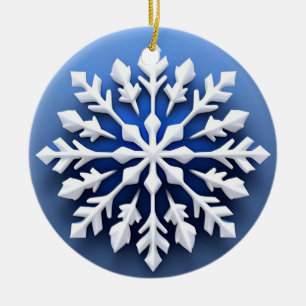 Detailliertes weißes Schneeflockendesign Keramik Ornament