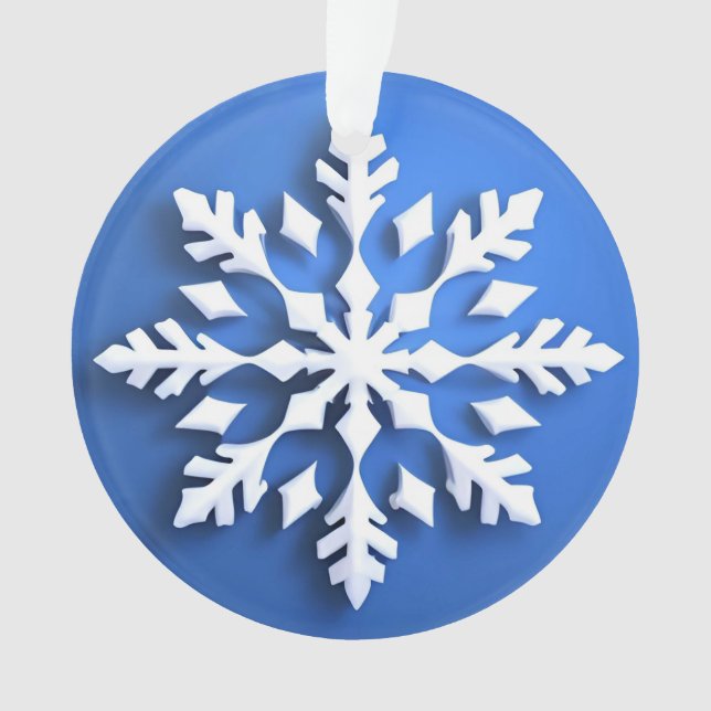 Detailliertes weißes Schneeflockendesign Ornament (Vorderseite)