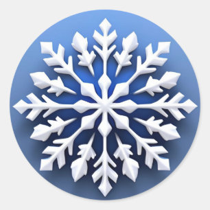 Detailliertes weißes Schneeflockendesign Runder Aufkleber