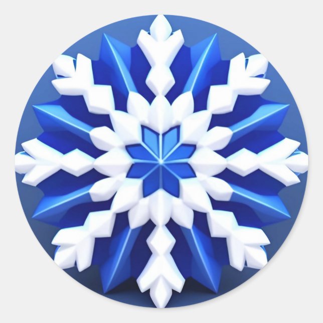 Detailliertes weißes Schneeflockendesign Runder Aufkleber (Vorderseite)