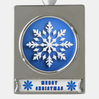 Detailliertes White Snowflake Design Banner-Ornament Silber