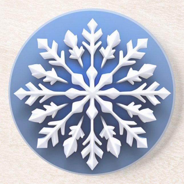 Detailliertes White Snowflake Design Getränkeuntersetzer (Vorne)