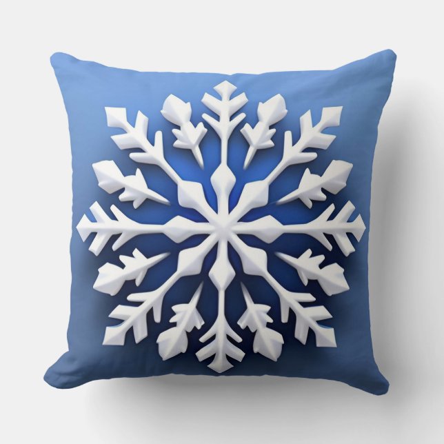 Detailliertes White Snowflake Design Kissen (Vorderseite)