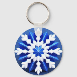 Detailliertes White Snowflake Design Schlüsselanhänger