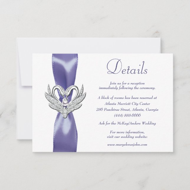Detaillierungskarte für lila blaues Silber - Swans Save The Date (Vorderseite)