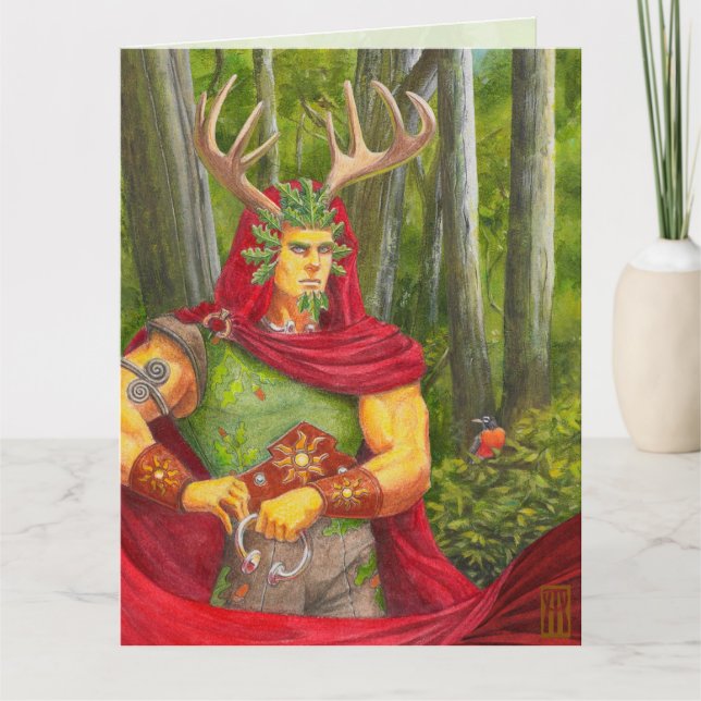 Detailportrait des keltischen Eichenkönigs Karte (Vorderseite)